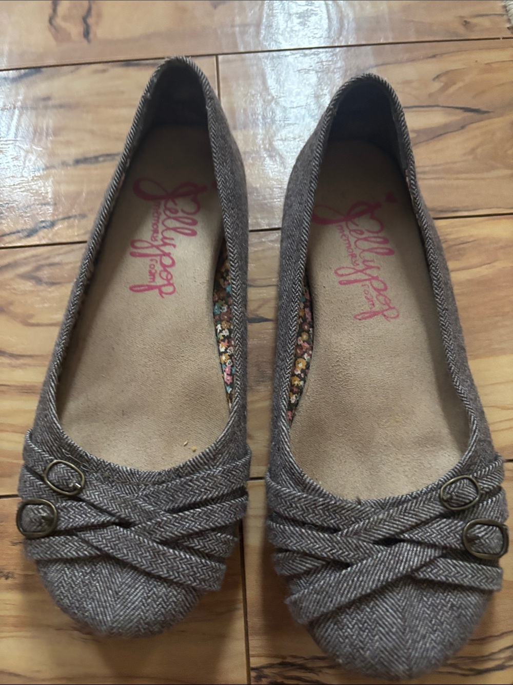 Jellypop Women's Gray-Brown Knit Ballet Flats